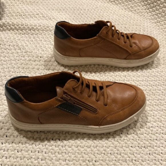 Flat Ltd. Boys' Cameron Brown Leather Zip Oxford Sneaker -  Size 3M - Picture 4 of 9